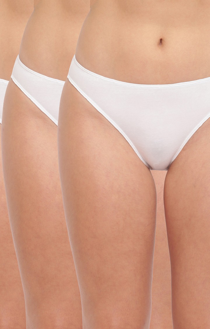 White Glamo Rise High Leg Bikini Panty Pack Of