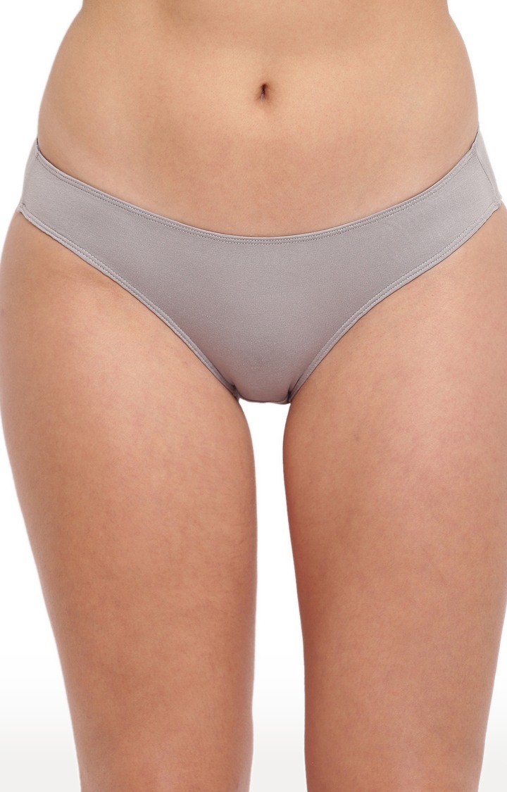 White Black And Grey Glamo Rise High Leg Bikini Panty Pack Of