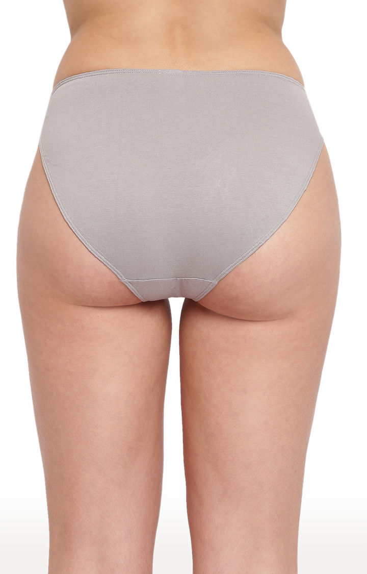 White Black And Grey Glamo Rise High Leg Bikini Panty Pack Of