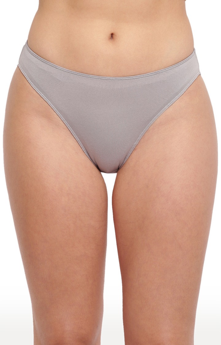 White Black And Grey Glamo Rise High Leg Bikini Panty Pack Of