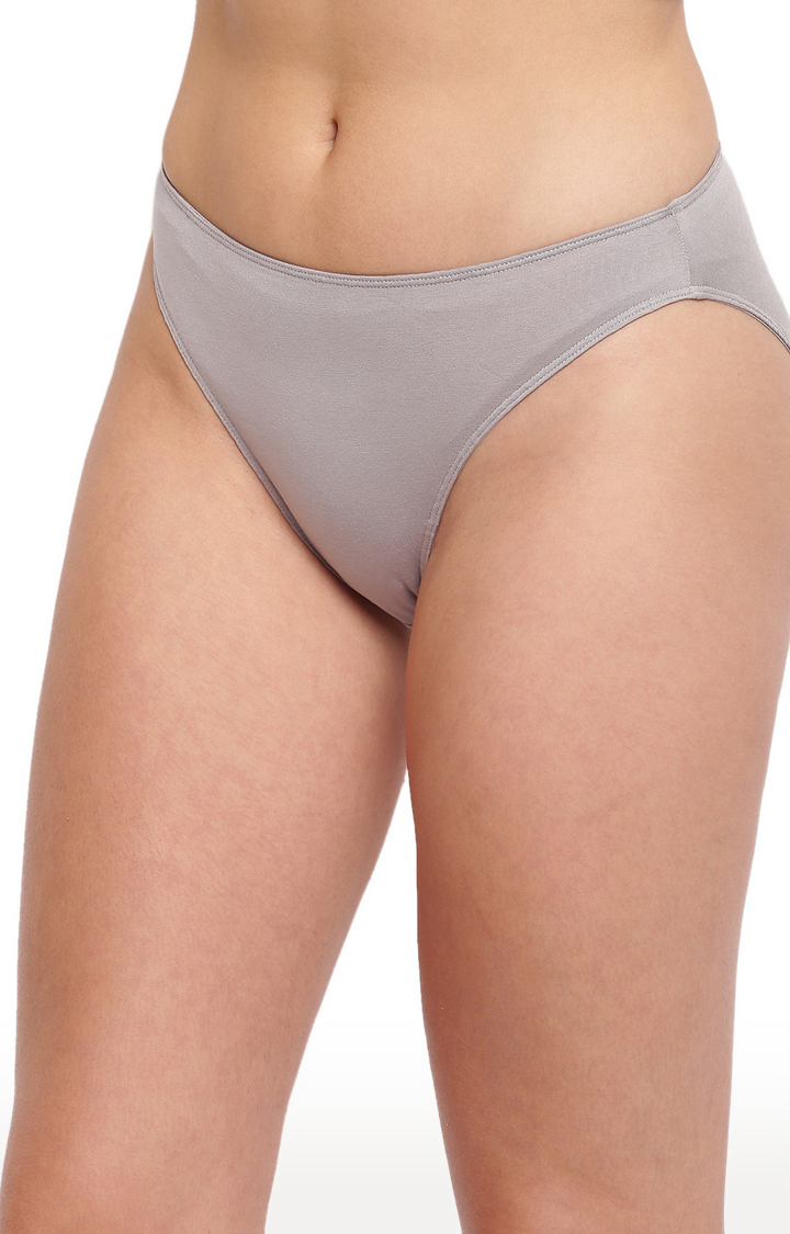 White Black And Grey Glamo Rise High Leg Bikini Panty Pack Of