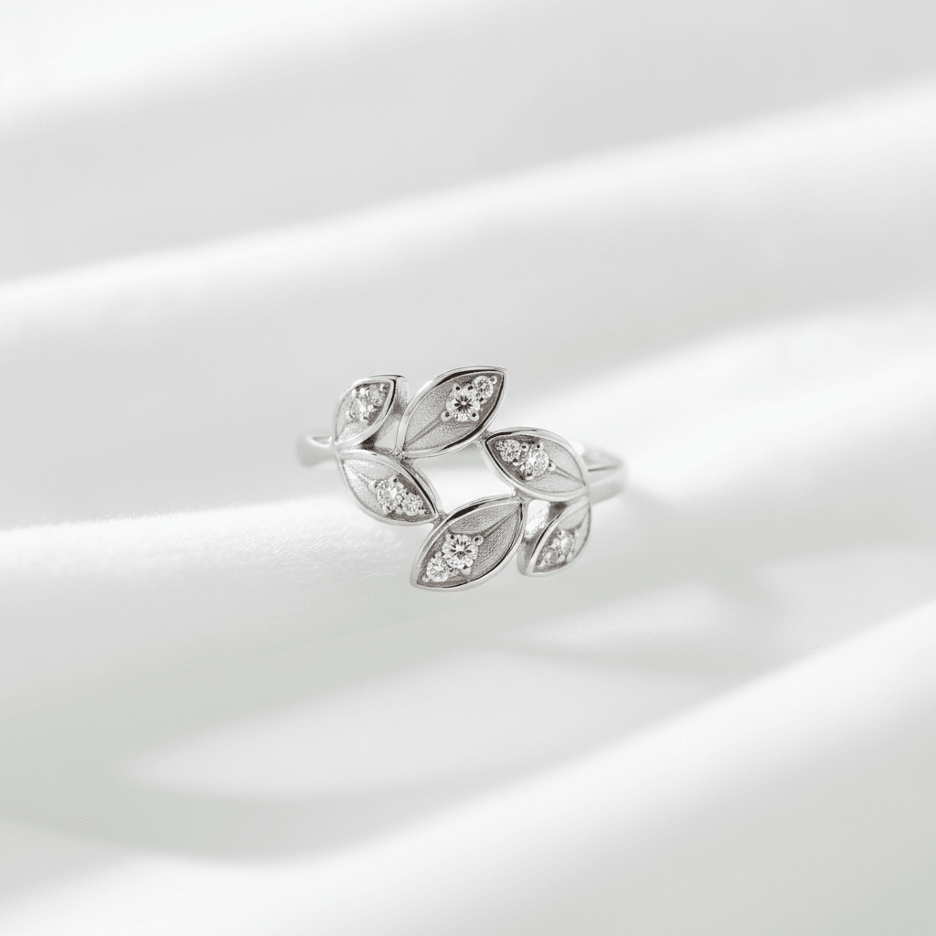 Leaf Motif Silver Ring