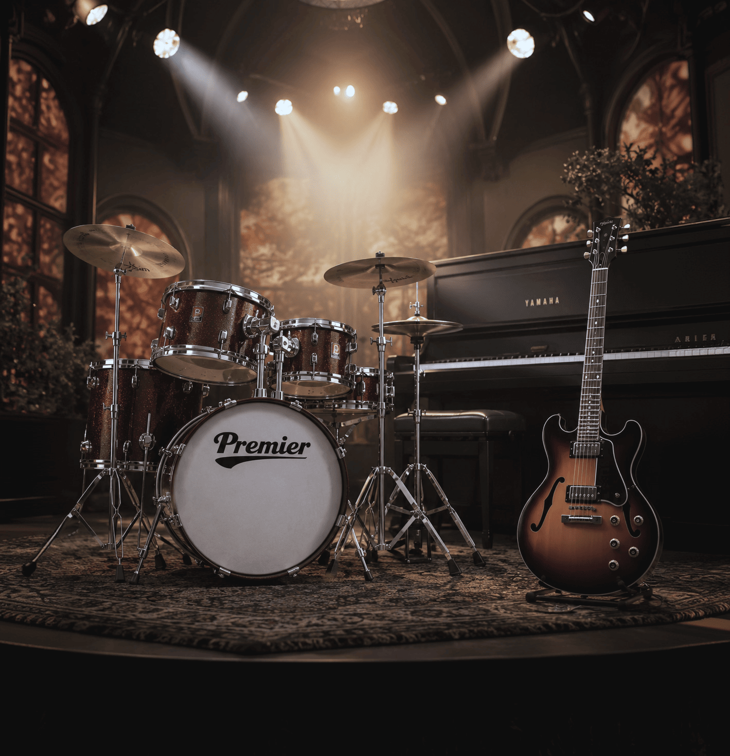 Musical instruments on stage