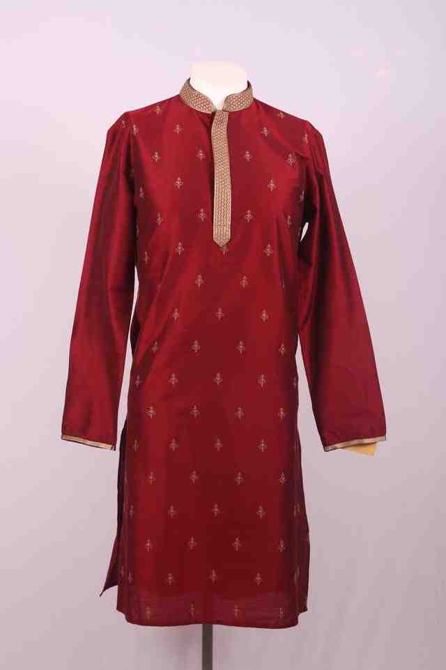Ethnix By Raymond Dark Maroon Kurta With Churidar