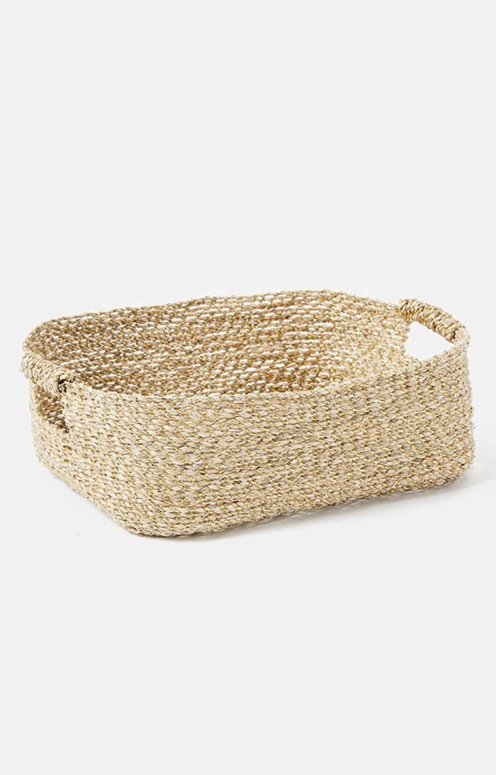 Metallic Woven Baskets, Under The Bed, Gold