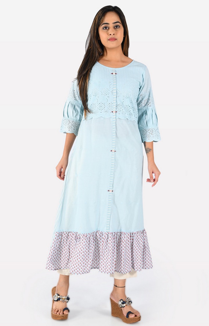 Sea Turtle Green Anarkali style Anarkali Semi-Stitched Salwar Kameez main image 0