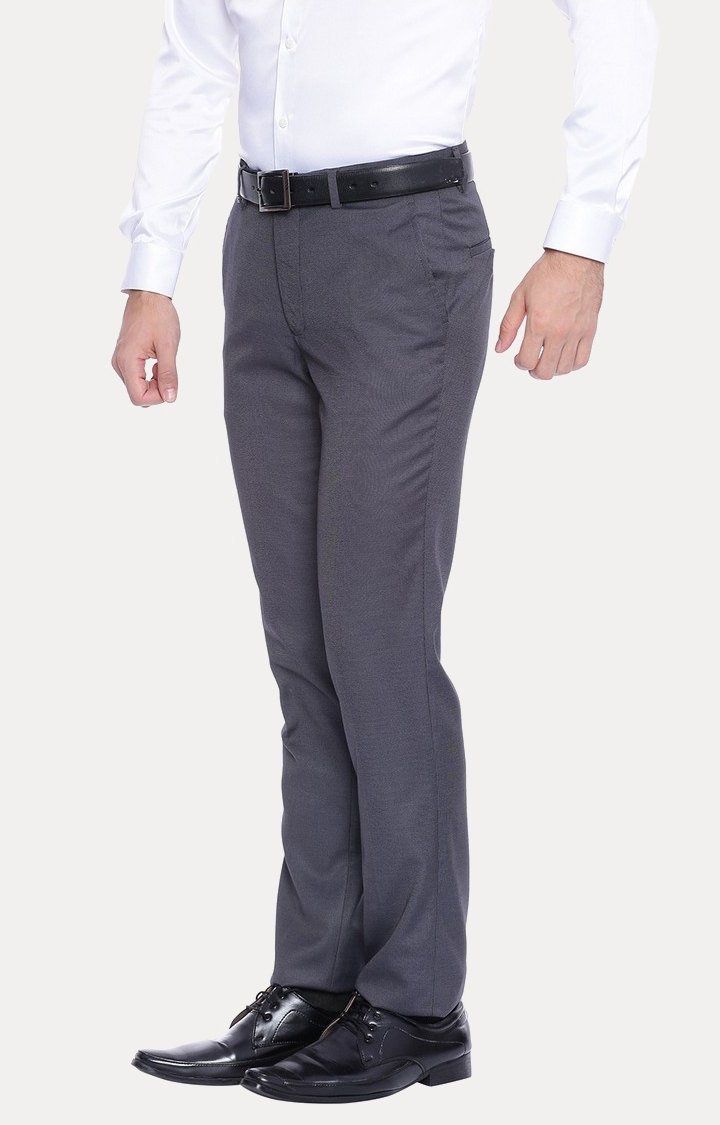 Turtle | Grey Flat Front Formal Trousers 2