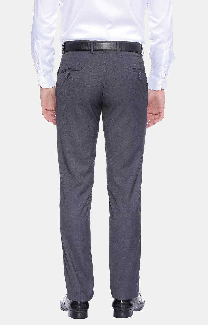 Turtle | Grey Flat Front Formal Trousers 3