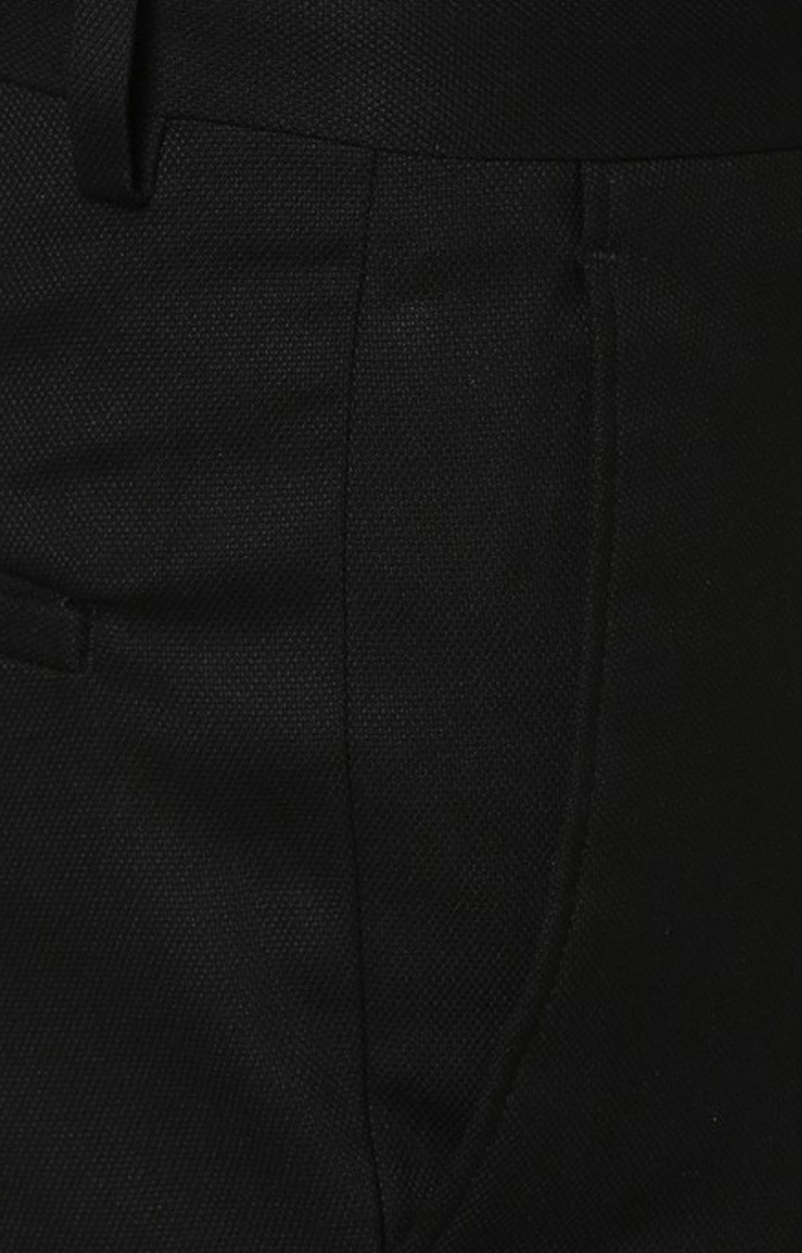 Black Solid Flat Front Formal Trousers