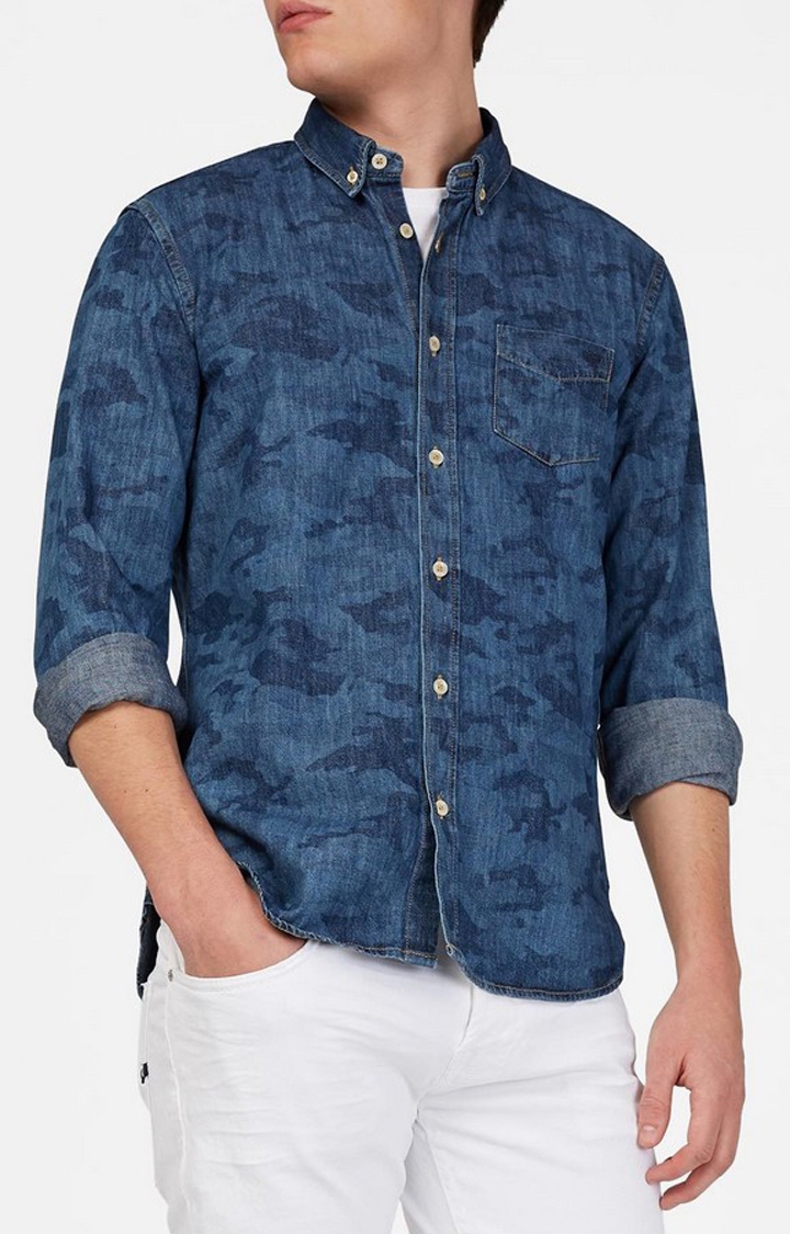 Buy GAS Men Blue Slim Fit Faded Casual Denim Shirt - Shirts for Men 8755607  | Myntra