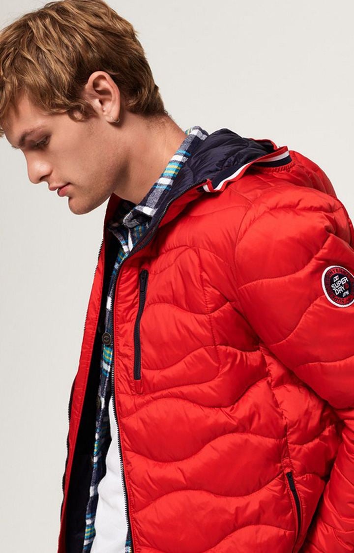 Superdry men's wave quilted hooded jacket cheap