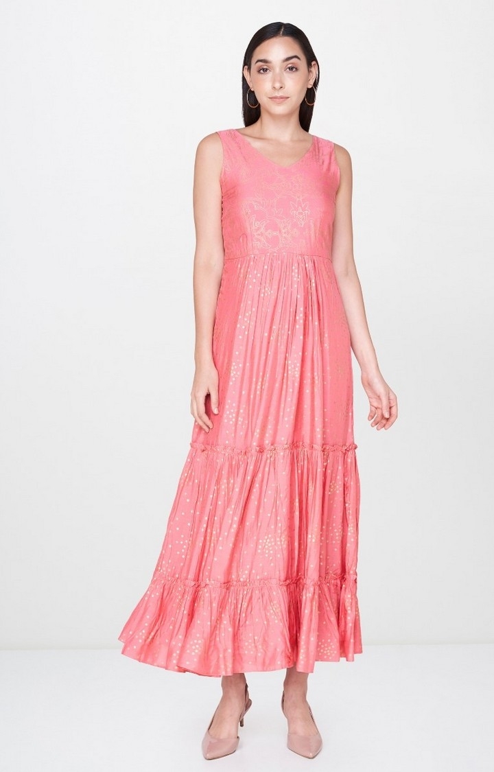 AND | Light Pink Printed Maxi Dress 0