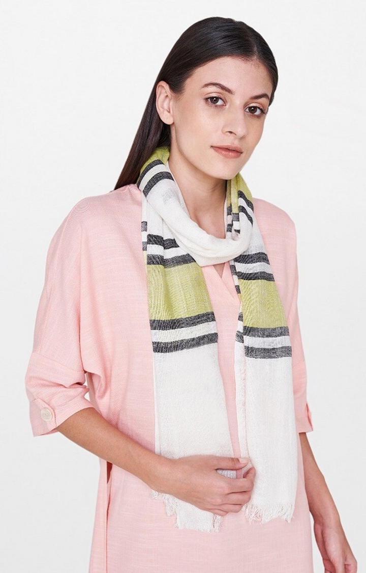 AND | Beige Striped Scarf 1