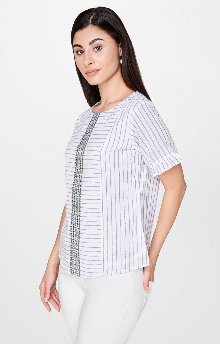 AND | Blue and White Striped Top 2