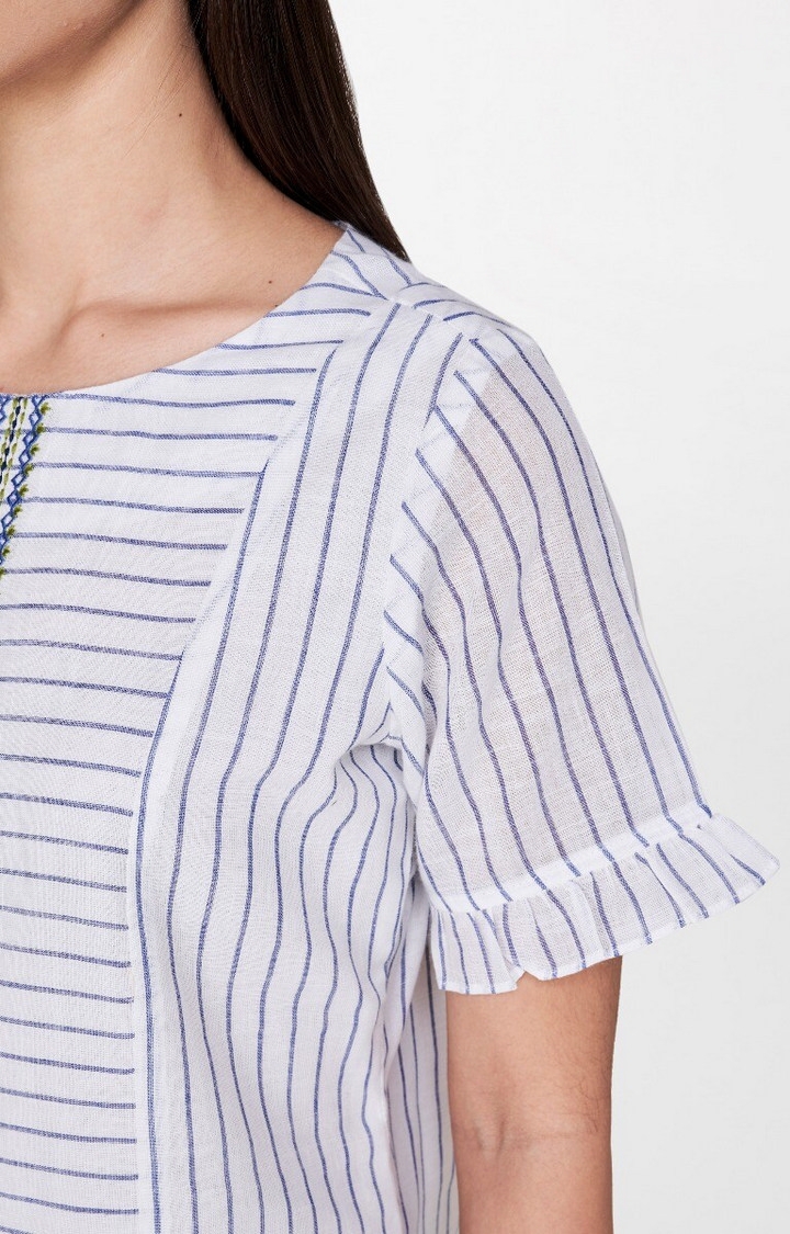 AND | Blue and White Striped Top 4