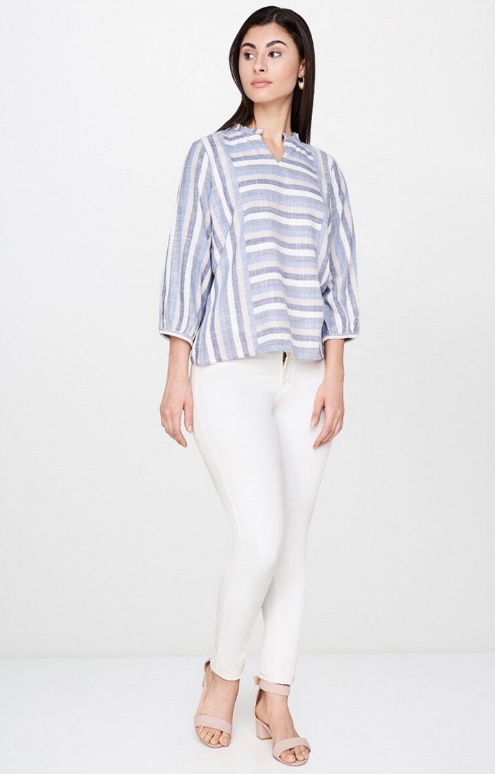 AND | Blue and White Striped Top 1
