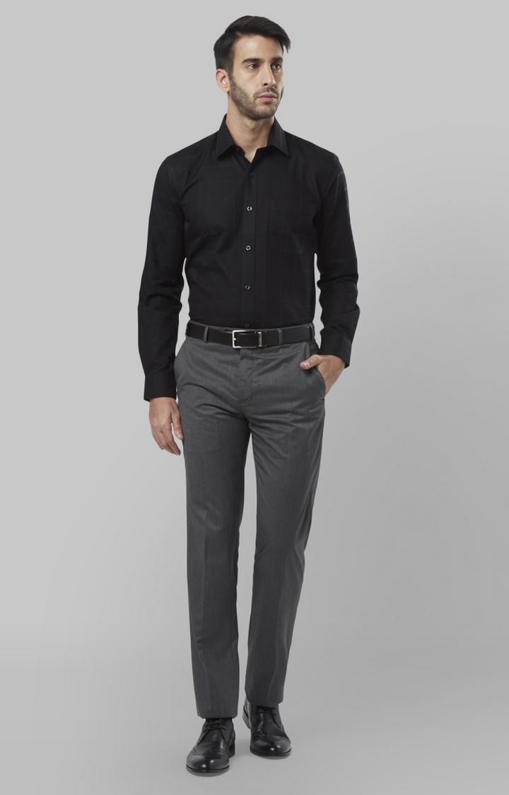 Raymond | Grey Flat Front Formal Trousers 1