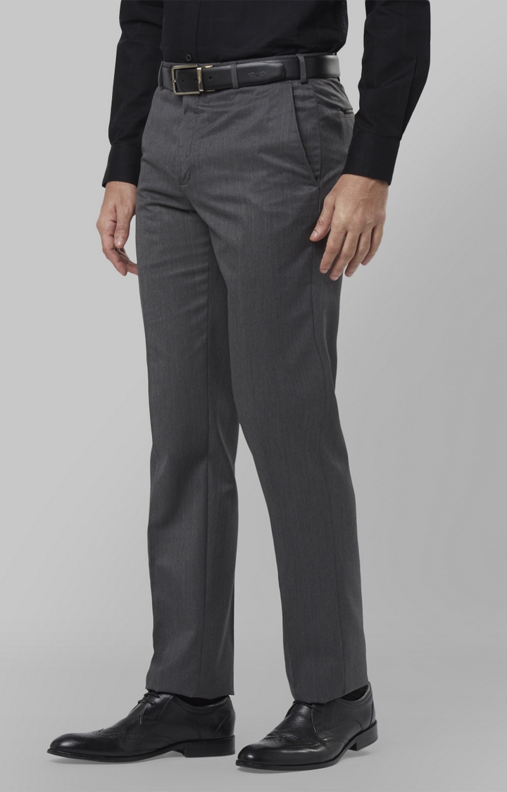 Raymond | Grey Flat Front Formal Trousers 2