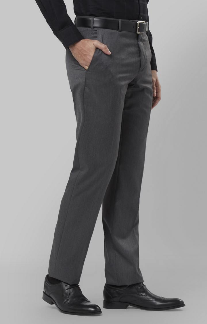 Raymond | Grey Flat Front Formal Trousers 3