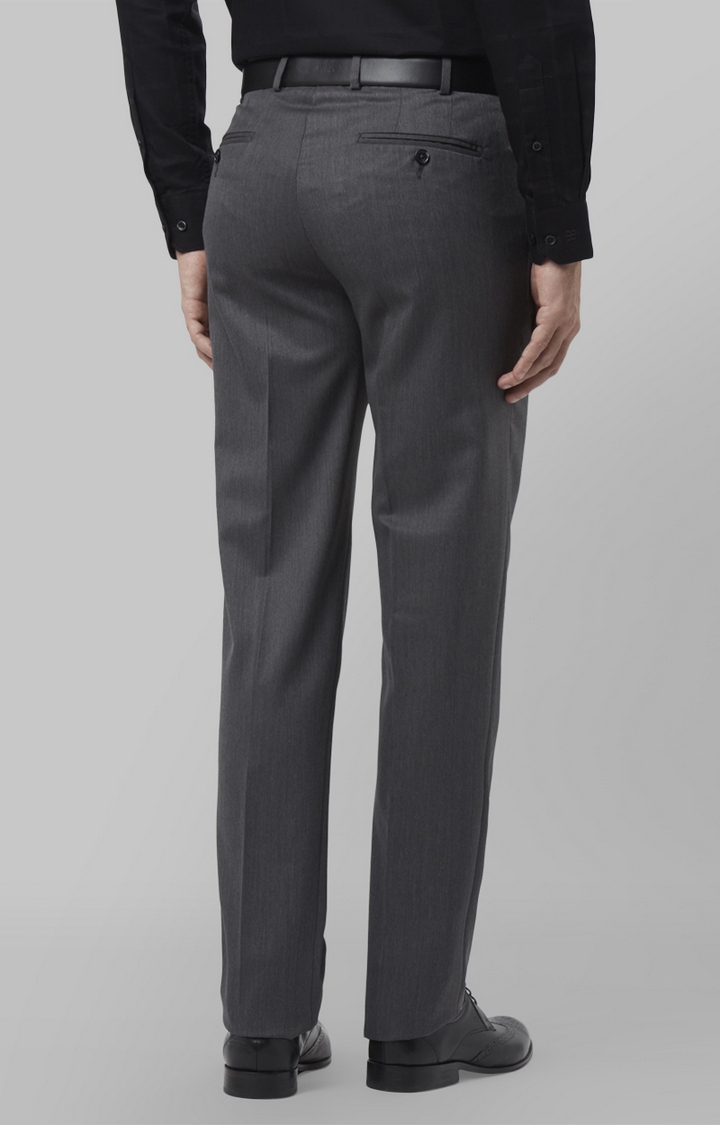 Raymond | Grey Flat Front Formal Trousers 4