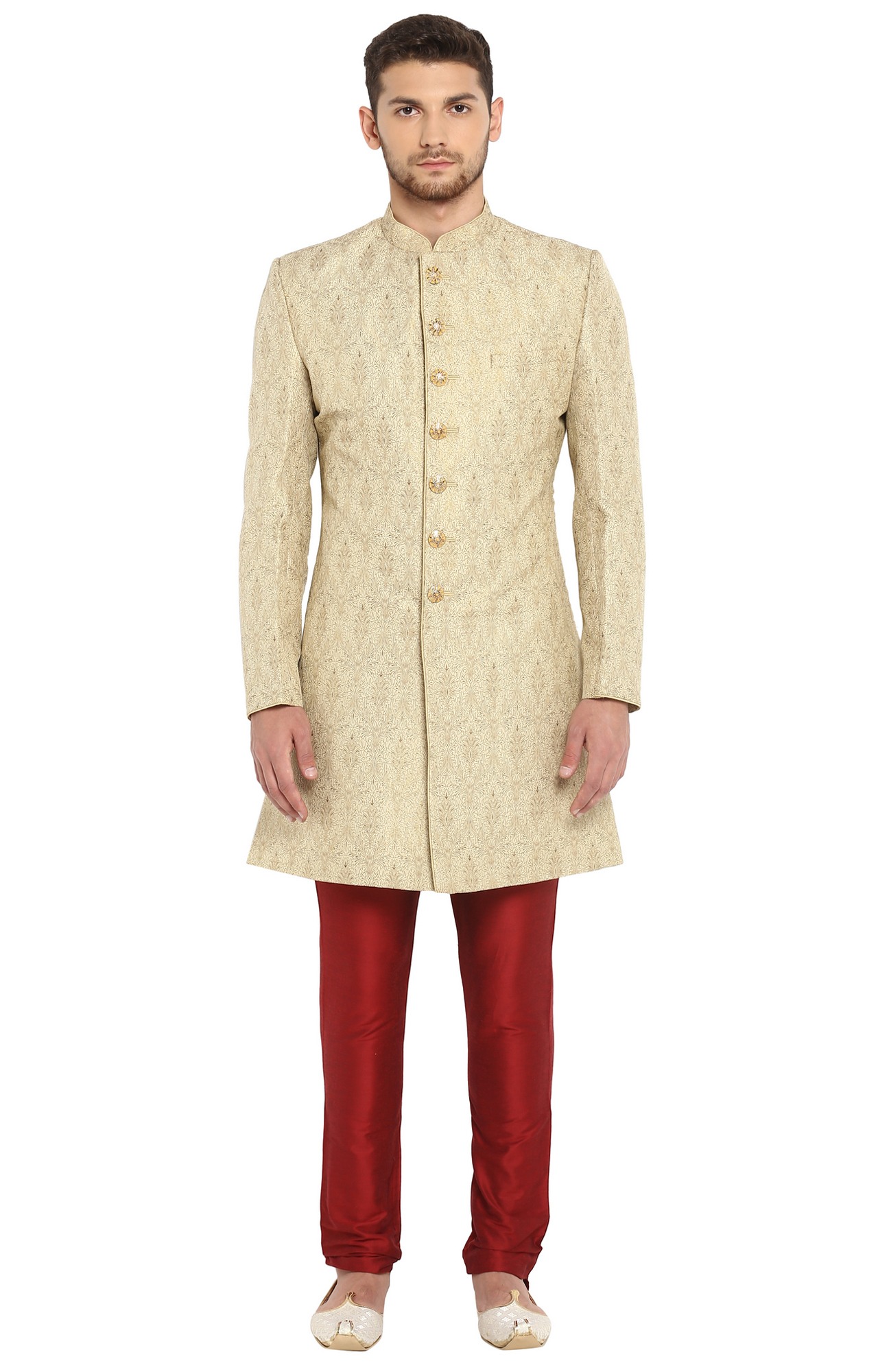 Beige Printed Indowestern Sherwani