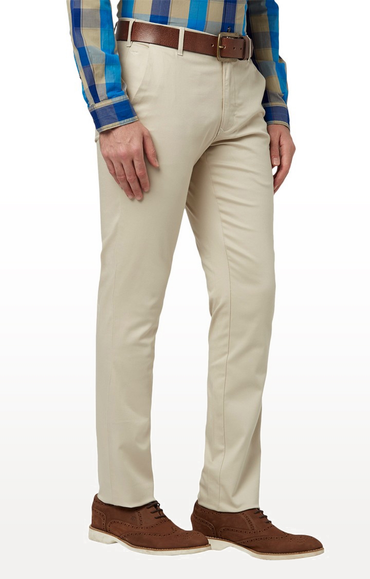 Park Avenue | Light Fawn Solid Flat Front Formal Trousers 2