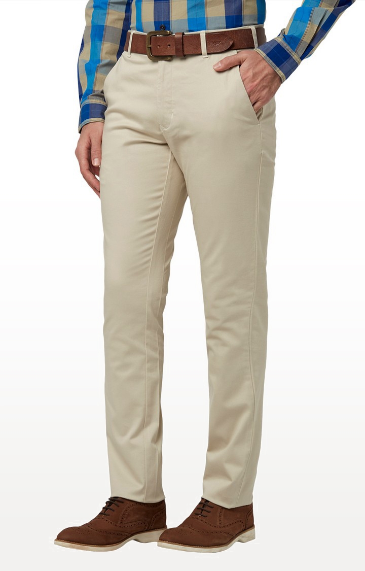 Park Avenue | Light Fawn Solid Flat Front Formal Trousers 3