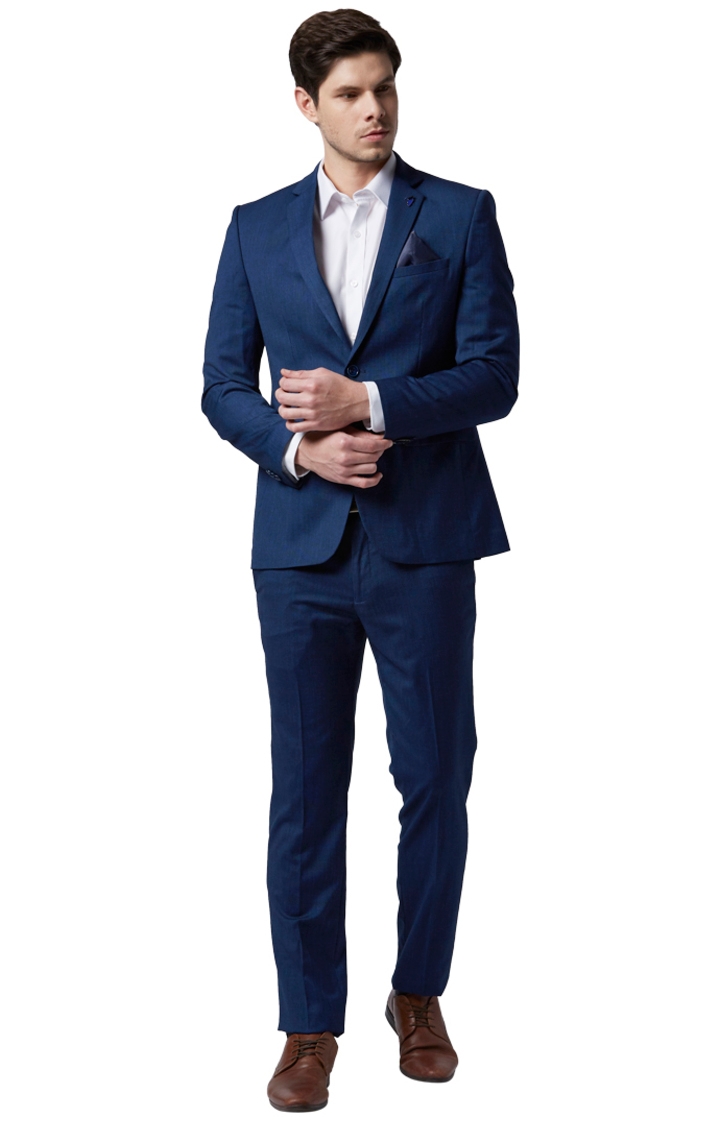 Park Avenue | Blue Solid Super Slim Fit Two Buttoned Suit 0