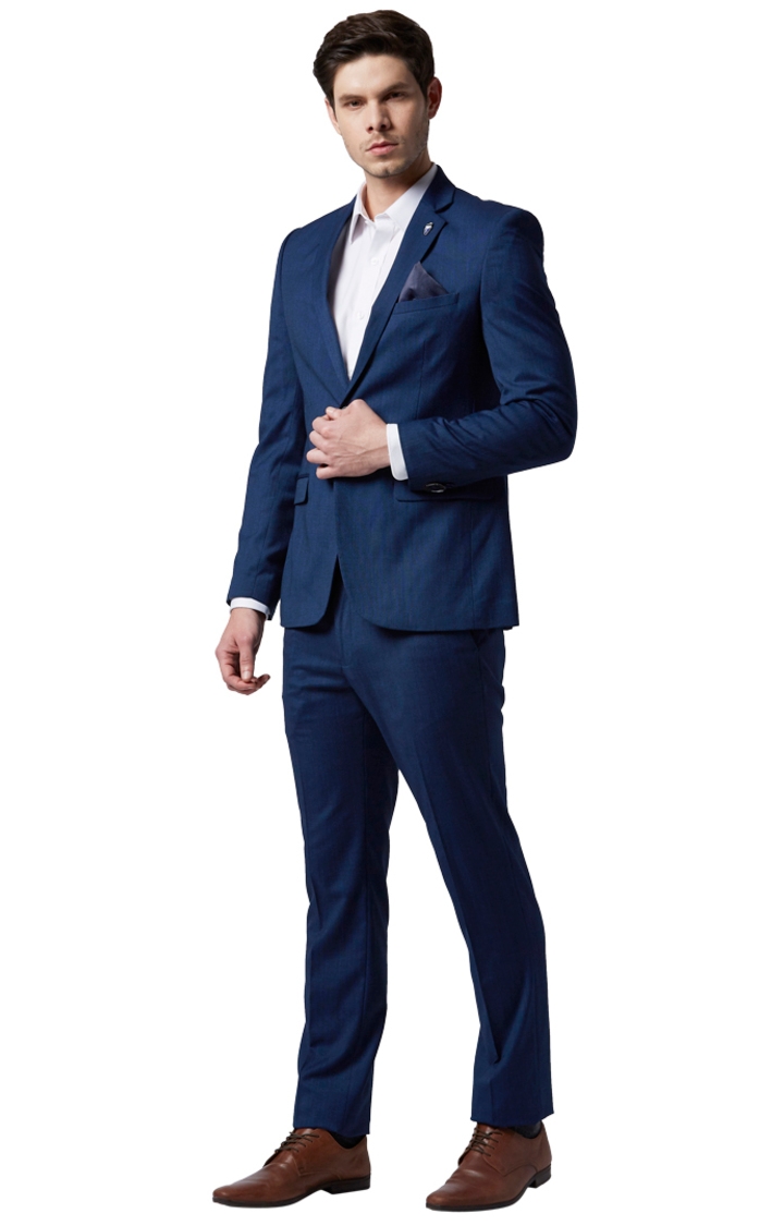 Park Avenue | Blue Solid Super Slim Fit Two Buttoned Suit 2