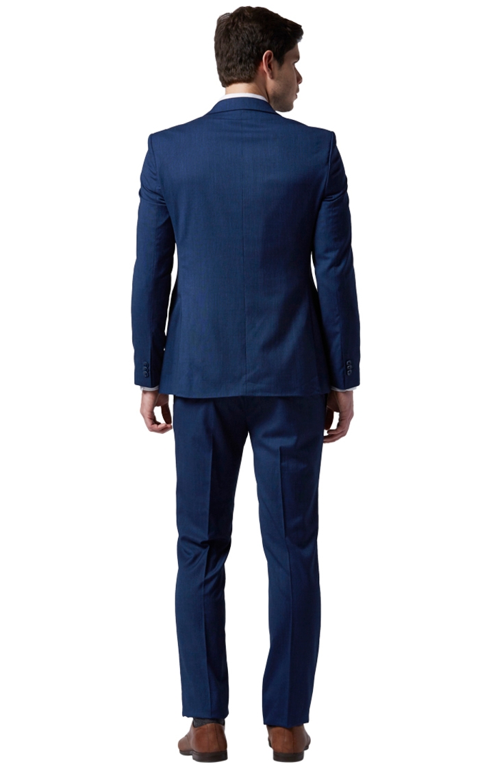 Park Avenue | Blue Solid Super Slim Fit Two Buttoned Suit 3