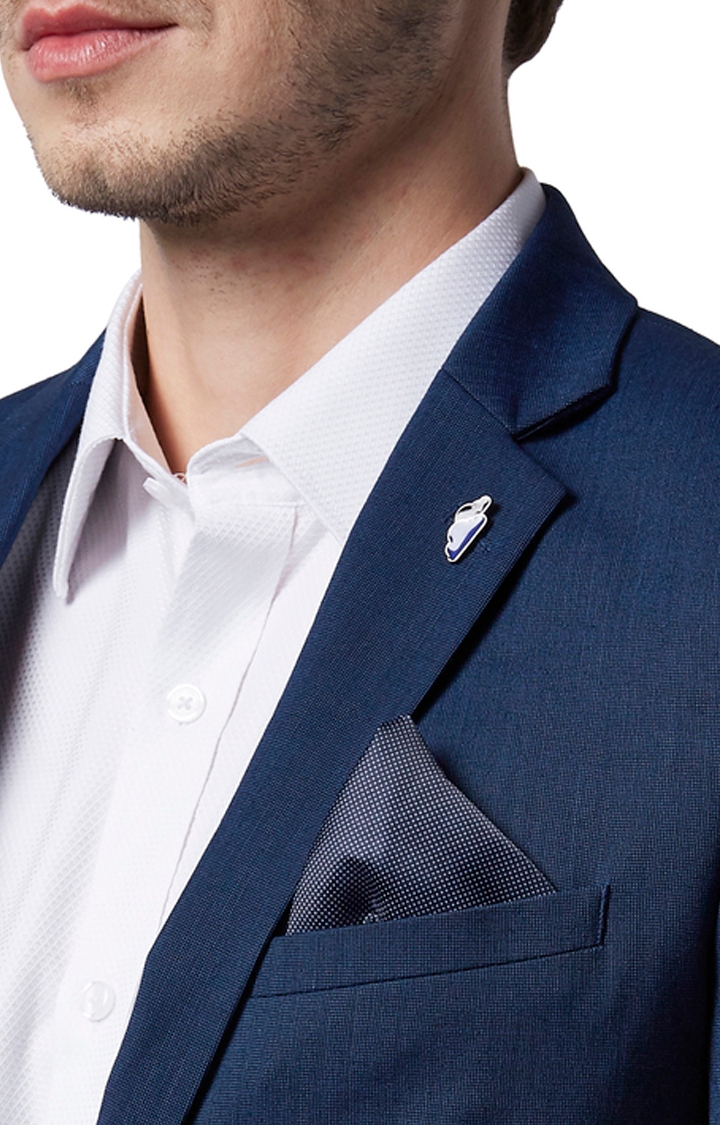 Park Avenue | Blue Solid Super Slim Fit Two Buttoned Suit 4