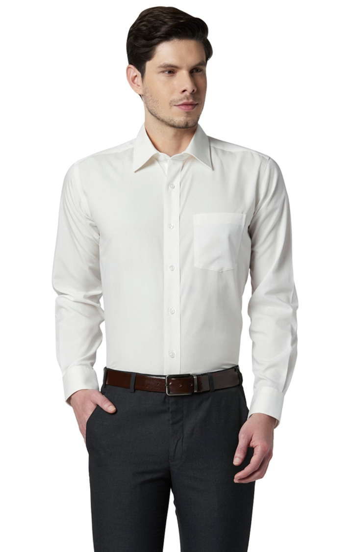 Park Avenue | White Solid Smart Fit Formal Shirt 0
