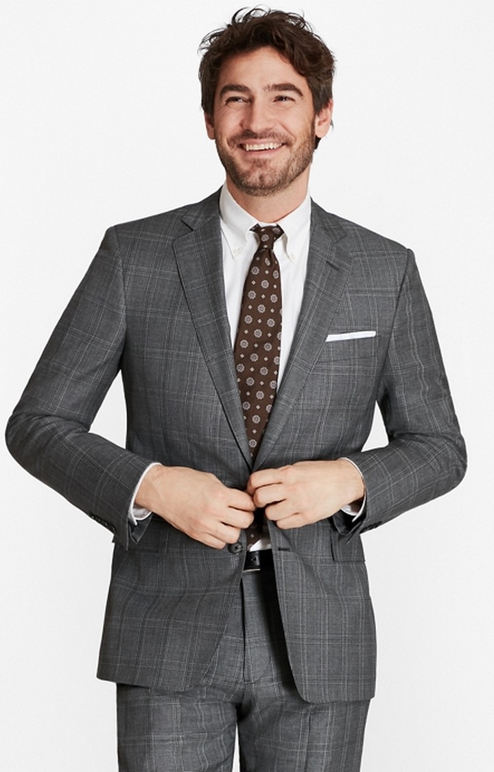Grey Checked Two Buttoned Suit | Brooks Brothers India Website