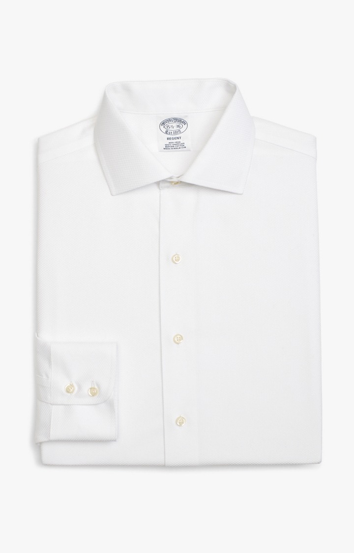 Brooks Brothers | White Solid Formal Shirt