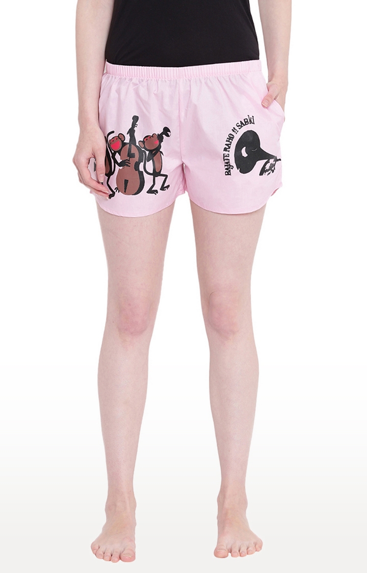 La Intimo | Pink Printed Sleepwear Shorts 0