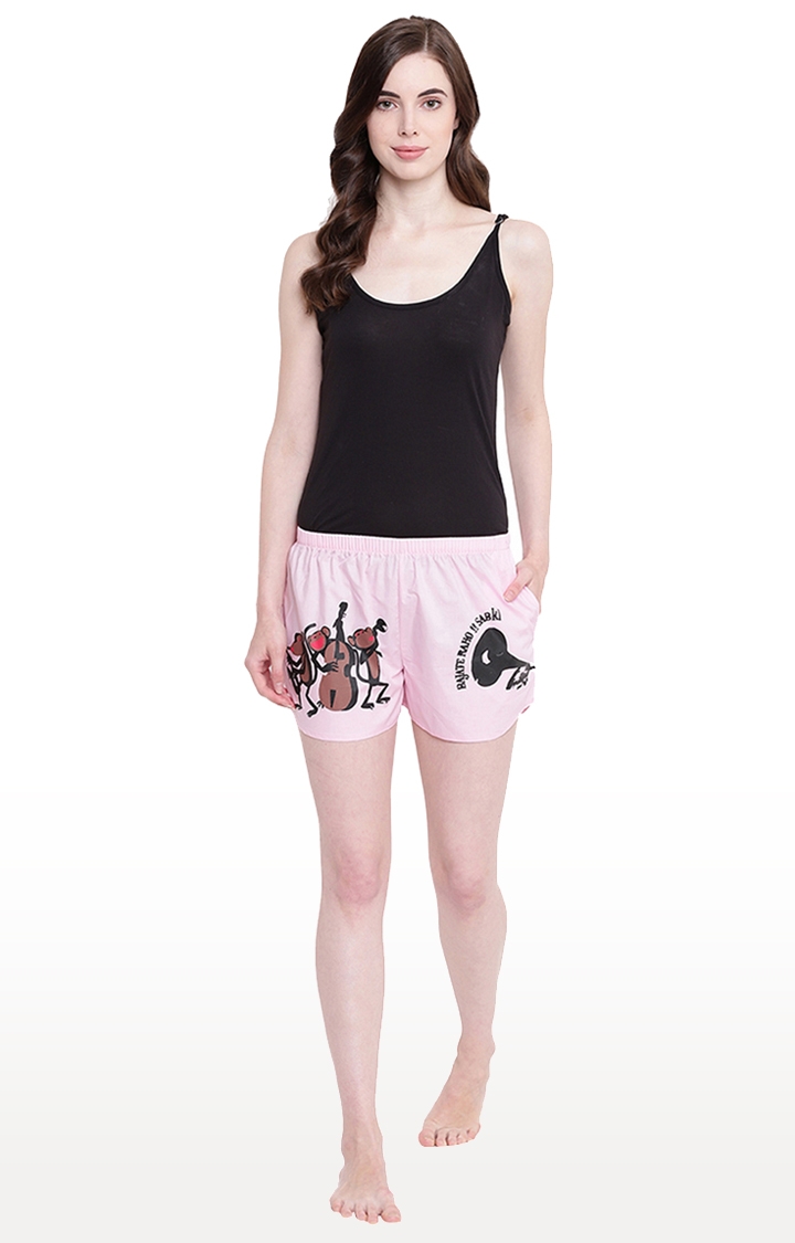 La Intimo | Pink Printed Sleepwear Shorts 1