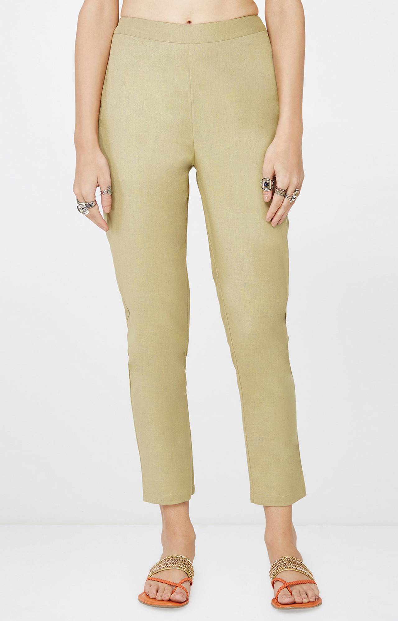 Global Desi | Khaki Cropped Trousers 0