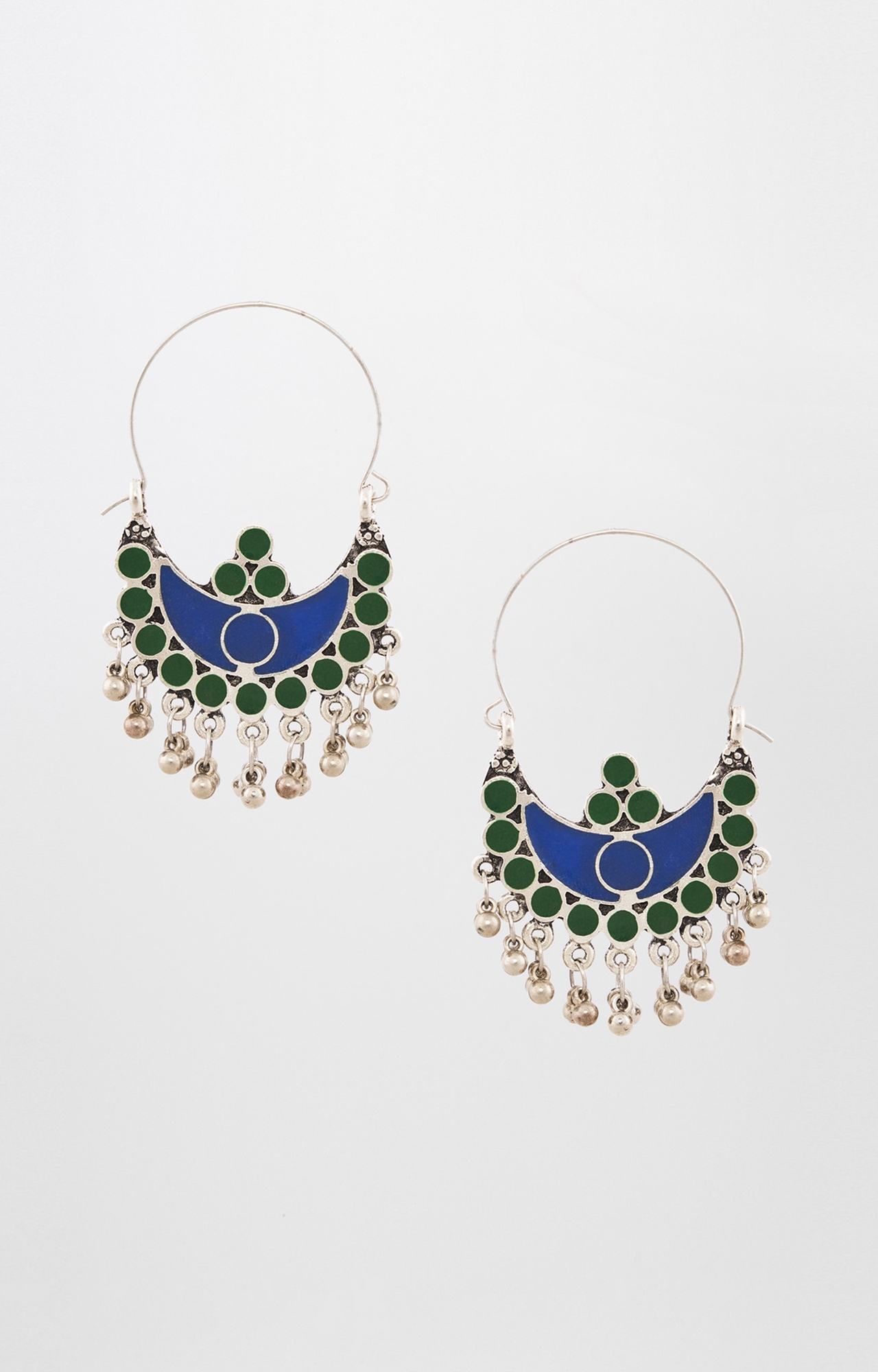 Global Desi | Blue and Green Dangle and Drop Earrings 0