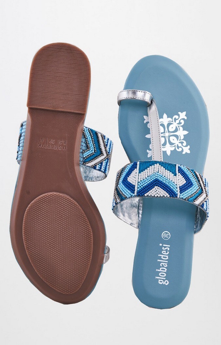 Global Desi | Blue Ethnic Sandals 2