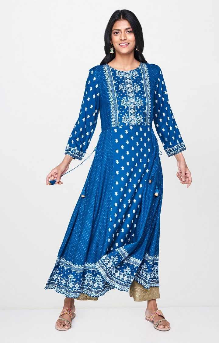 Blue Printed Anarkali