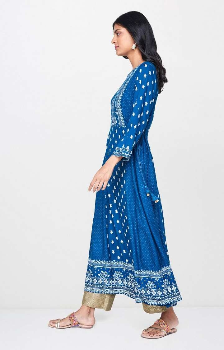Blue Printed Anarkali