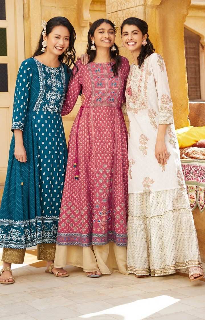 Blue Printed Anarkali