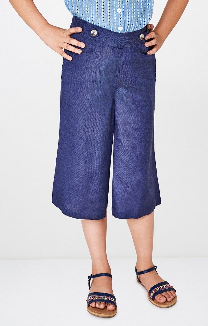 Global Desi | Blue Solid Trousers 0