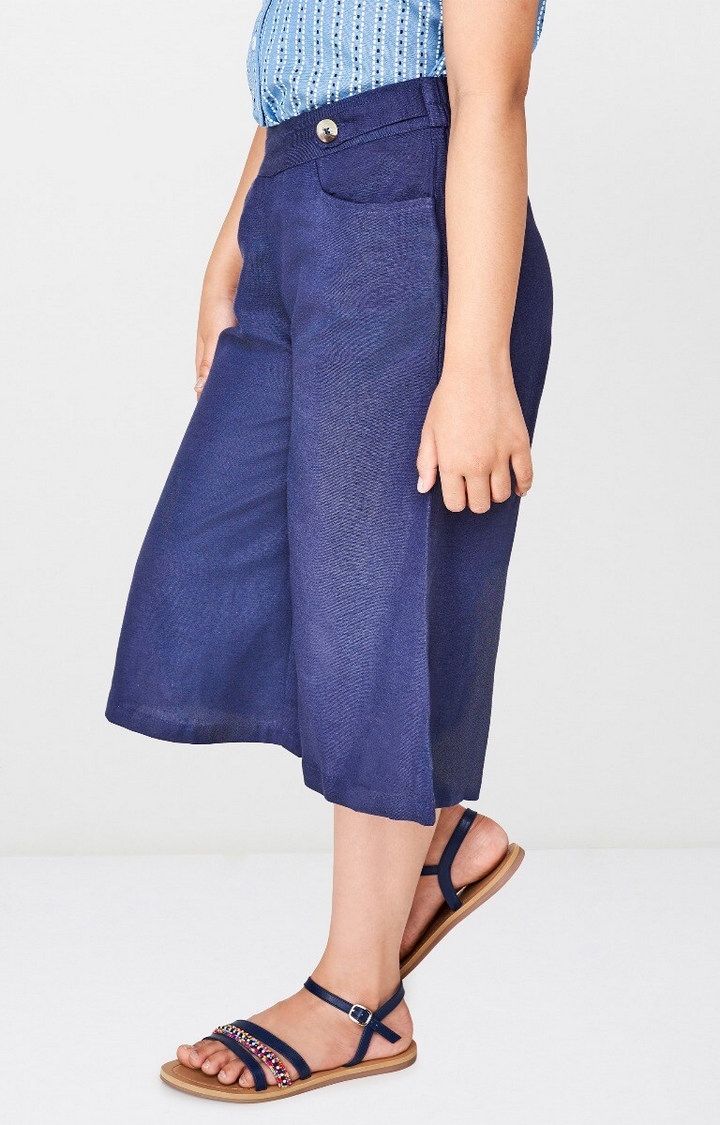 Global Desi | Blue Solid Trousers 1