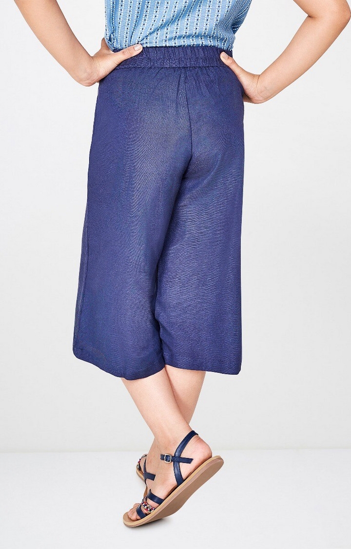 Global Desi | Blue Solid Trousers 2