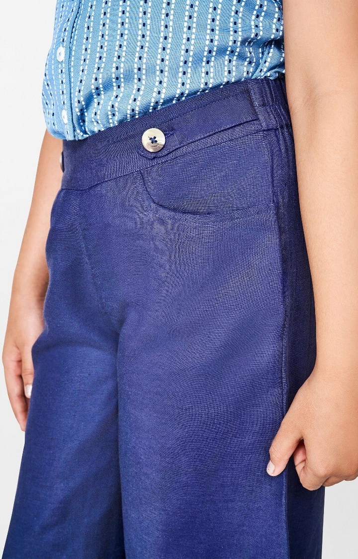 Global Desi | Blue Solid Trousers 3