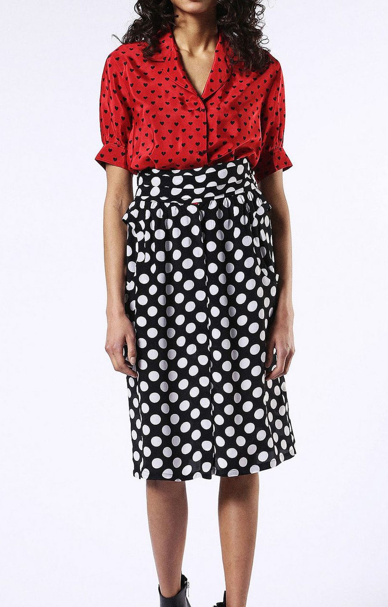 D-Blaze Red and White Polka Dots Skater Dress