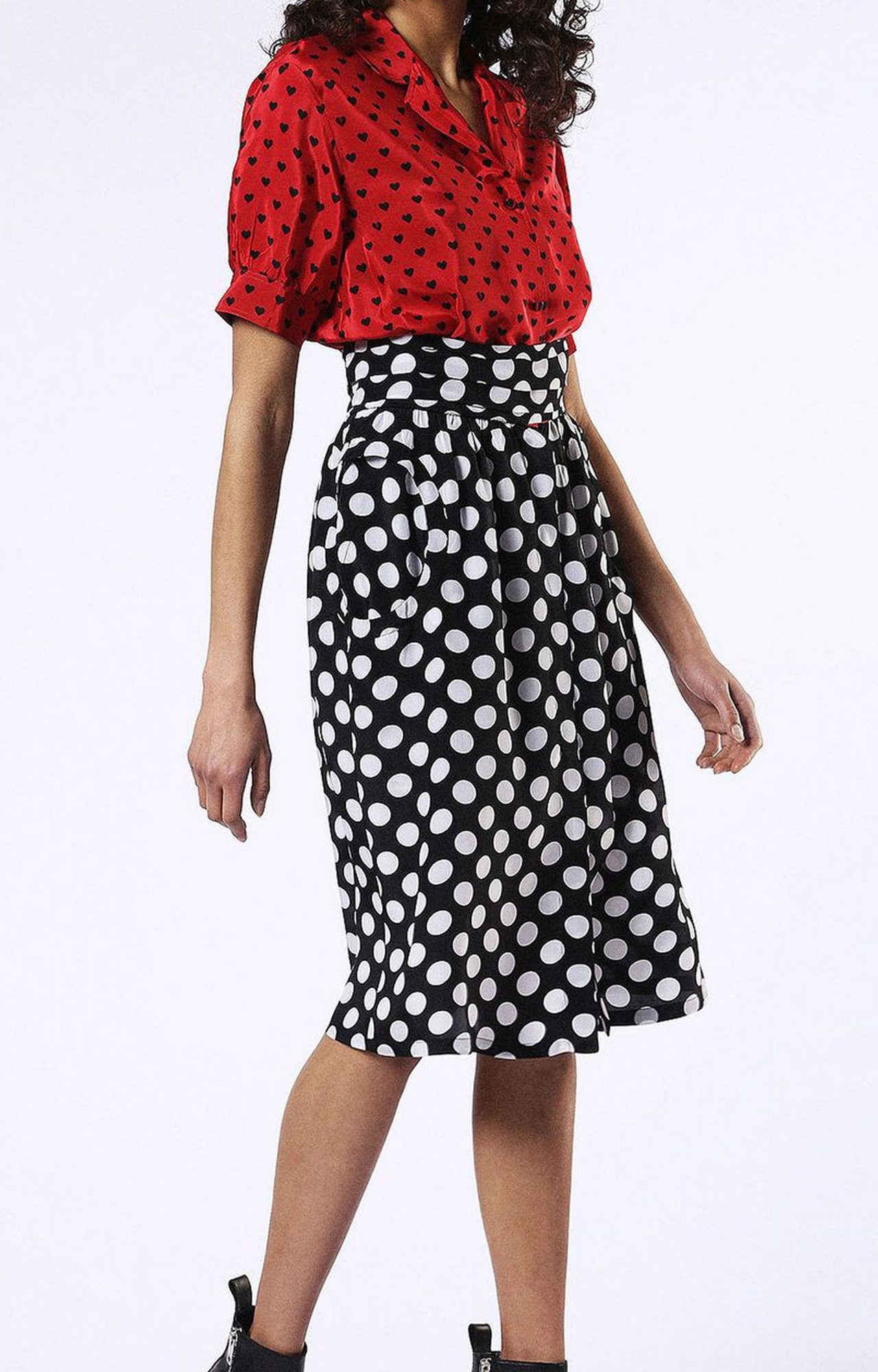 D-Blaze Red and White Polka Dots Skater Dress