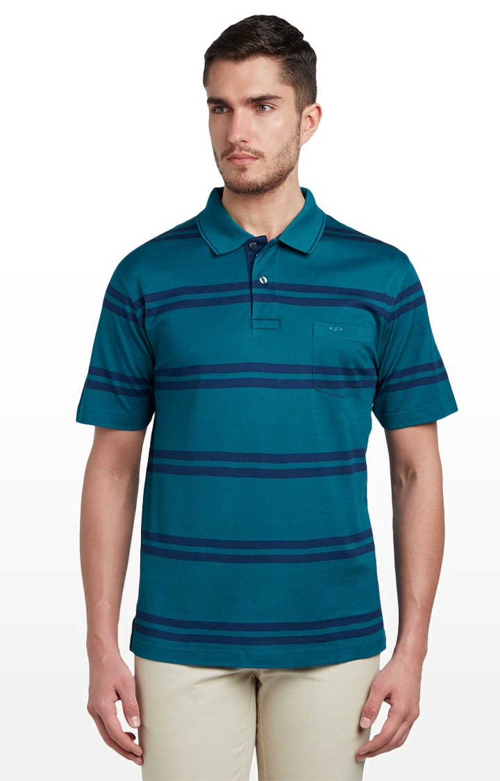 ColorPlus | Teal Striped T-Shirt 0