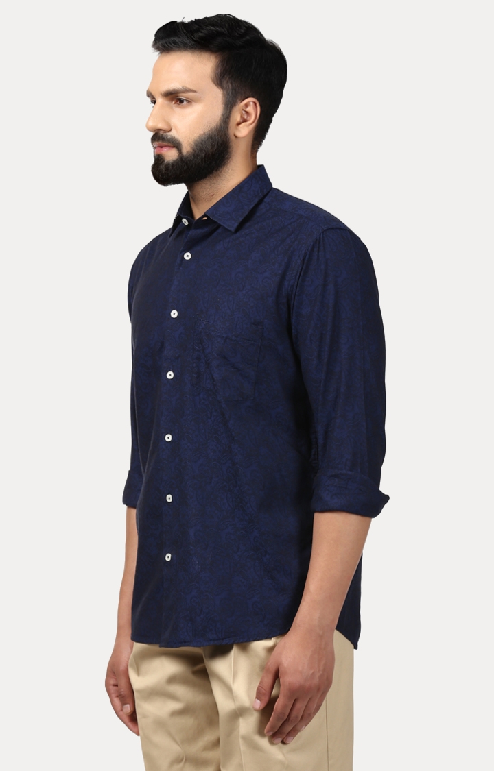 ColorPlus | Blue Printed Casual Shirt 2